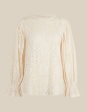 Imogen Lace Blouson Blouse, Ivory (IVORY), large