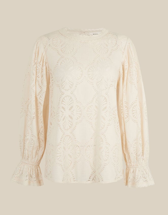 Imogen Lace Blouson Blouse, Ivory (IVORY), large
