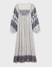 East Tilly Crinkle Cotton Midi Dress, Blue (BLUE), large