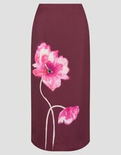 Elizabeth Floral Midi Skirt, Red (BURGUNDY), large