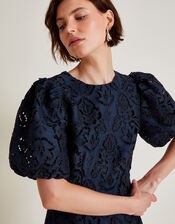 Lila Lace Tunic Mini Dress, Blue (NAVY), large