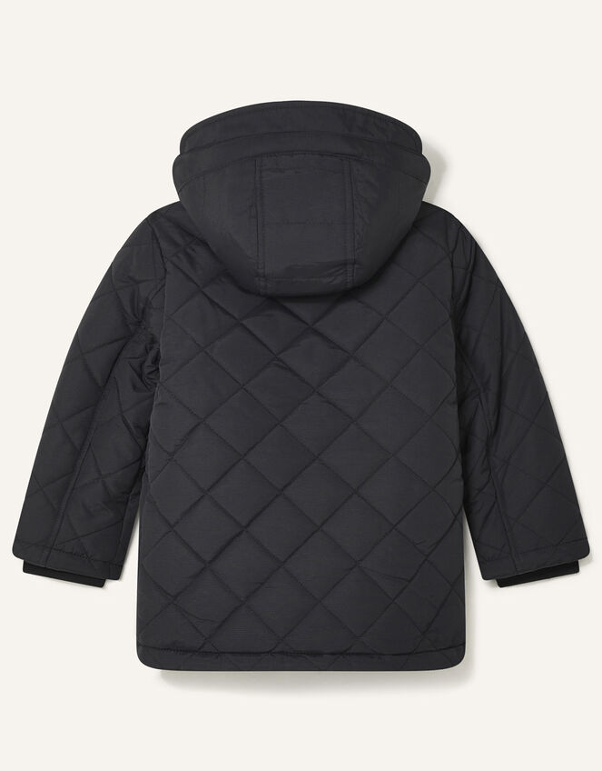 Quilted Hooded Coat, Black (BLACK), large