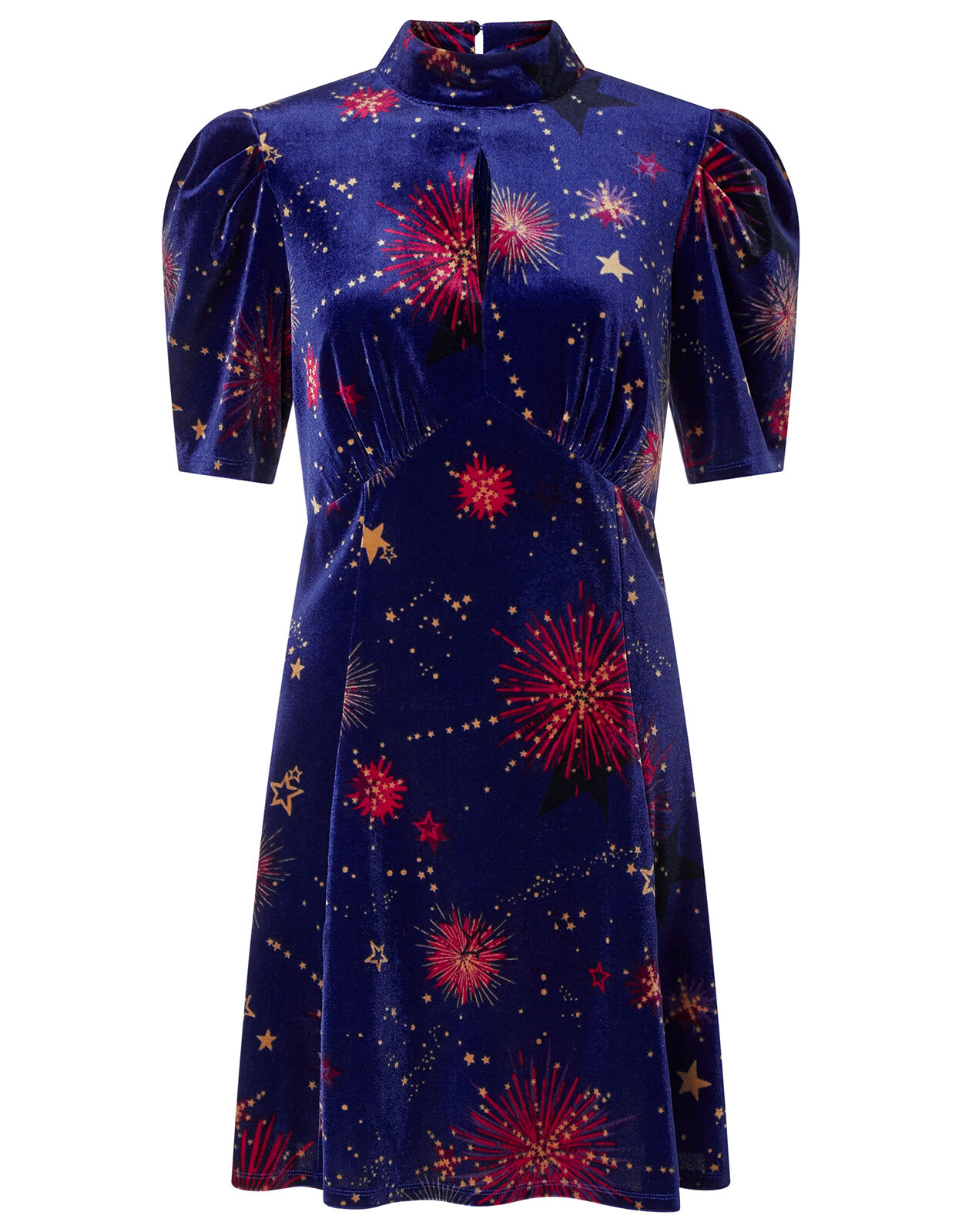 Harper Star Stretch Velvet Short Dress Blue