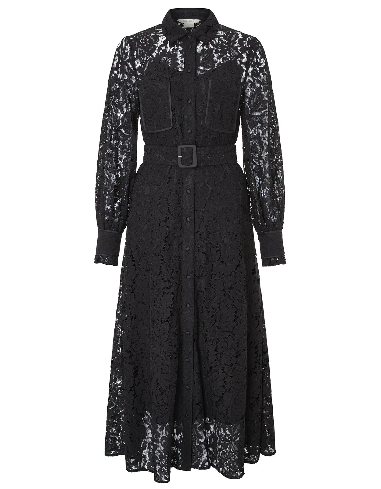 black lace shirt dress