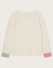 Fluffy Sequin Christmas Tree Jumper, Ivory (IVORY), large