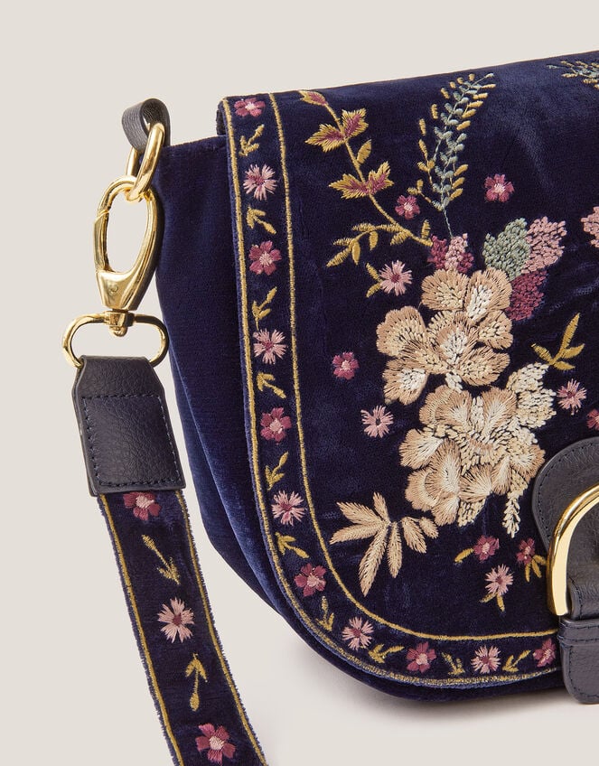 Fallon Floral Embroidered Satchel Crossbody Bag, , large