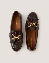 Harley Fringe Patent Loafers, Brown (BROWN), large