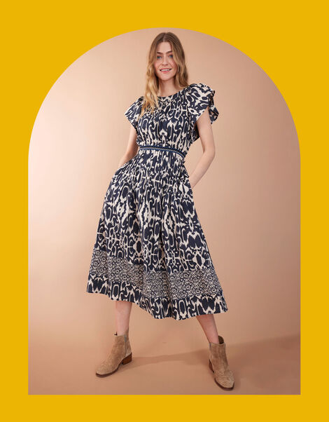 East Brenda Print Midi Dress, Blue (BLUE), large
