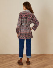 Patch Print Embellished Jersey Jacket, Natural (NATURAL), large
