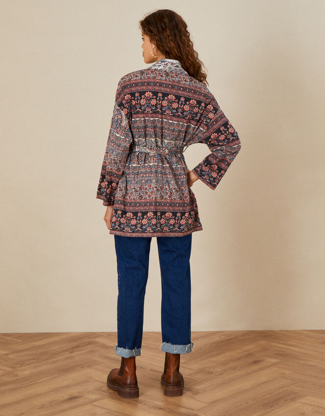 Patch Print Embellished Jersey Jacket, Natural (NATURAL), large
