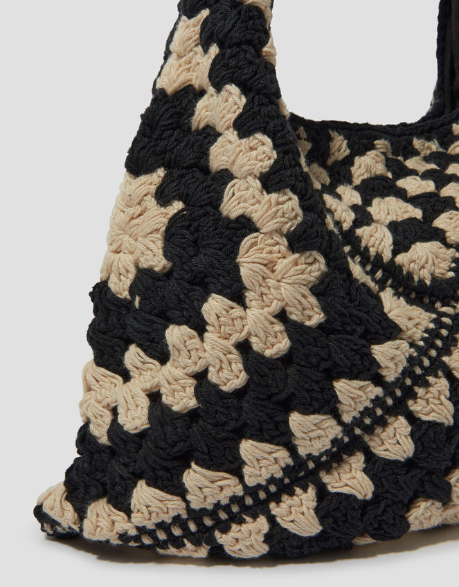 Mae Crochet Shopper Bag, Black (BLACK), large