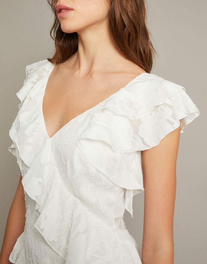 Remi V-Neck Ruffle Maxi Wedding Dress, Ivory (IVORY), large