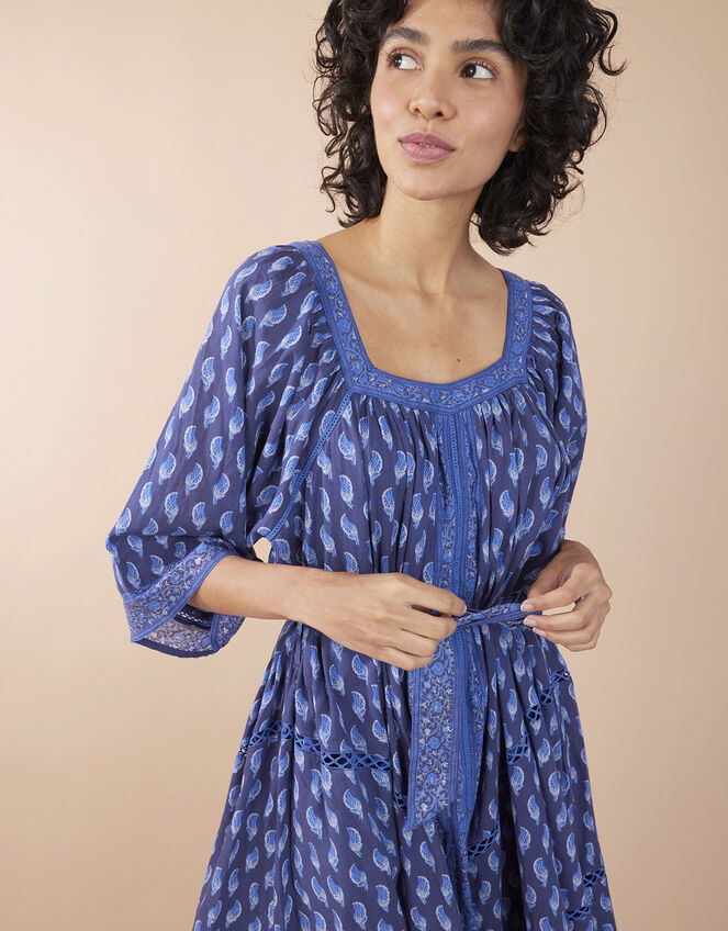 East Harriet Print Tie Waist Dress, Blue (NAVY), large