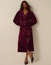 Buffy Bow Velvet Midi Skirt, Red (BURGUNDY), large