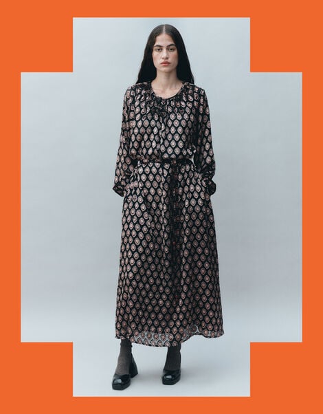 East Pheba Print Maxi Dress, Black (BLACK), large