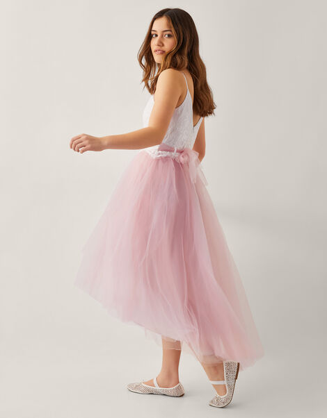 Alianthe Sleeveless Lace High-Low Dress, Pink (PINK), large