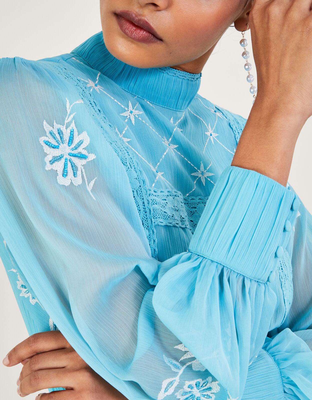 Embroidered top shop maxi dress