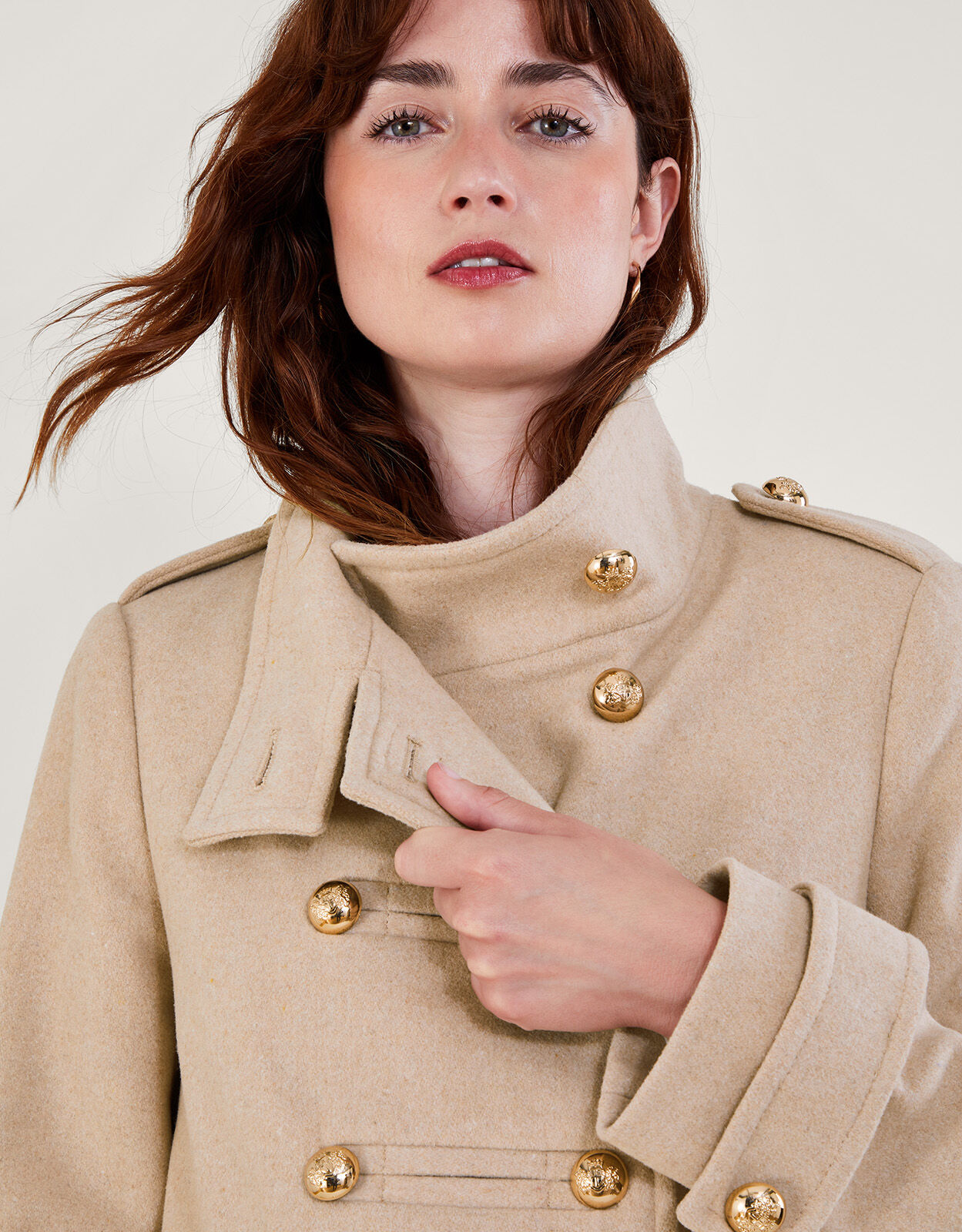 Phoebe Double Breasted Pea Coat Brown Women s Coats Monsoon ROI
