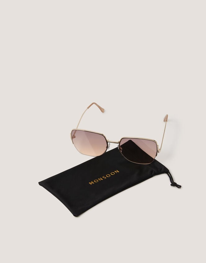 Oversized Metal Sunglasses, , large