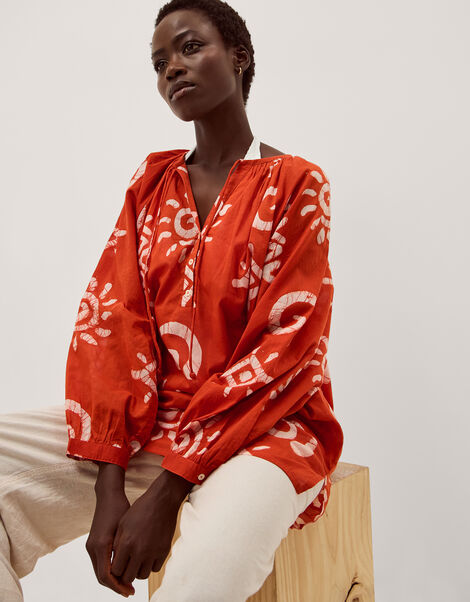 Mafalda Sun Print Mini Kaftan, Orange (ORANGE), large