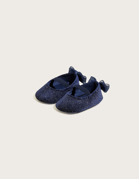 Glitter Velvet Bow Booties Blue, Blue (NAVY), large
