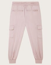 Textured Satin Cargo Trousers, Pink (PALE PINK), large