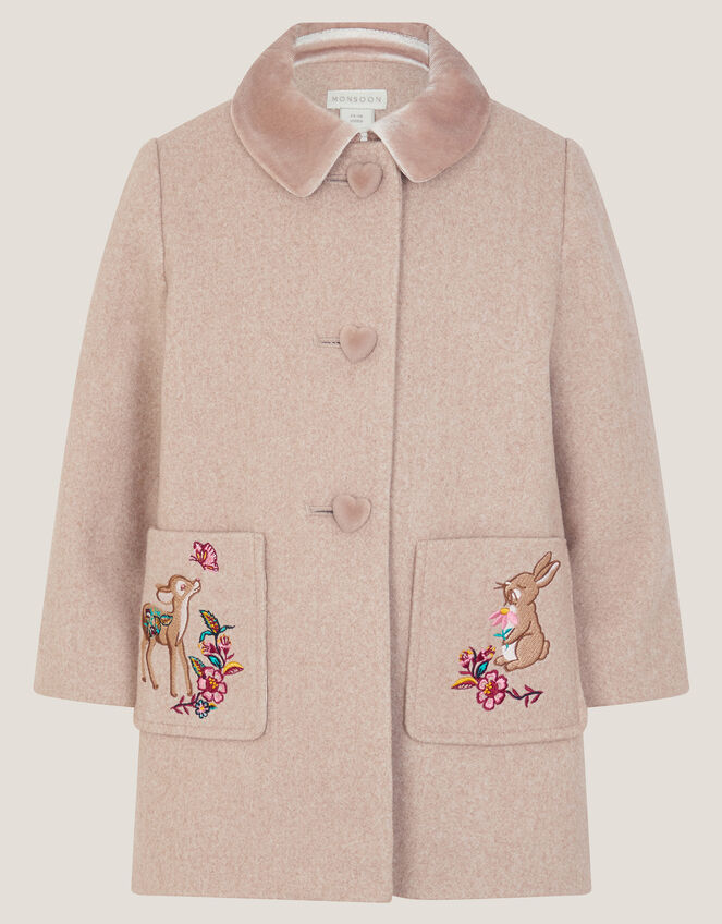 Baby Embroidered Pocket Coat, Camel (OATMEAL), large