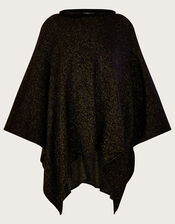 Metallic Poncho, Black (BLACK), large