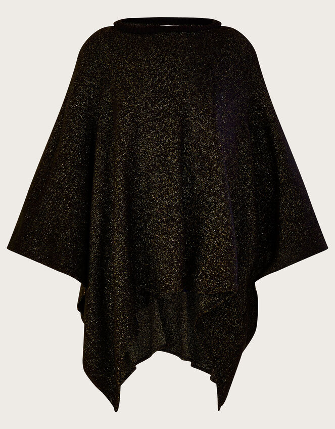 Metallic Poncho, Black (BLACK), large