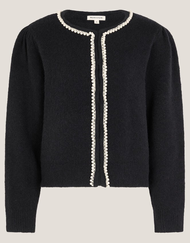 Pia Pearl Embellished Cardigan, Blue (NAVY), large