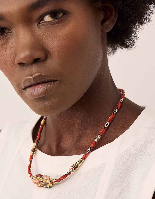 Gas Bijoux Lima Talisman Stone Hand-Woven Cord Necklace, , large