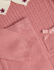 Baby Cable Knit Jumper & Joggers Set, Pink (PINK), large