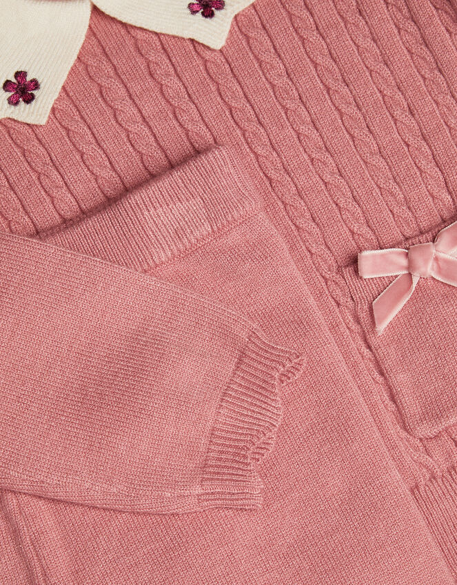 Baby Cable Knit Jumper & Joggers Set, Pink (PINK), large