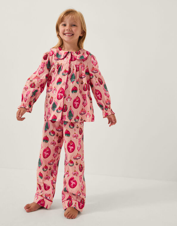 Christmas Bauble Print Long Pyjamas Set, Pink (PINK), large
