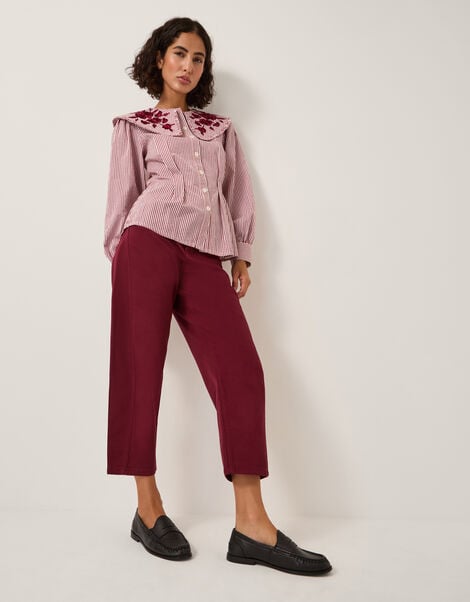 Leah Barrel Jeans, Red (BURGUNDY), large