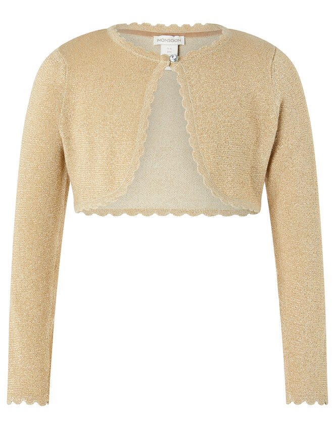 Niamh Sparkle Knit Cardigan with Crystal Button, Gold (GOLD), large