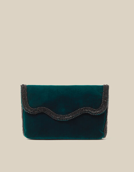 Tori Beaded Velvet Clutch Bag, , large