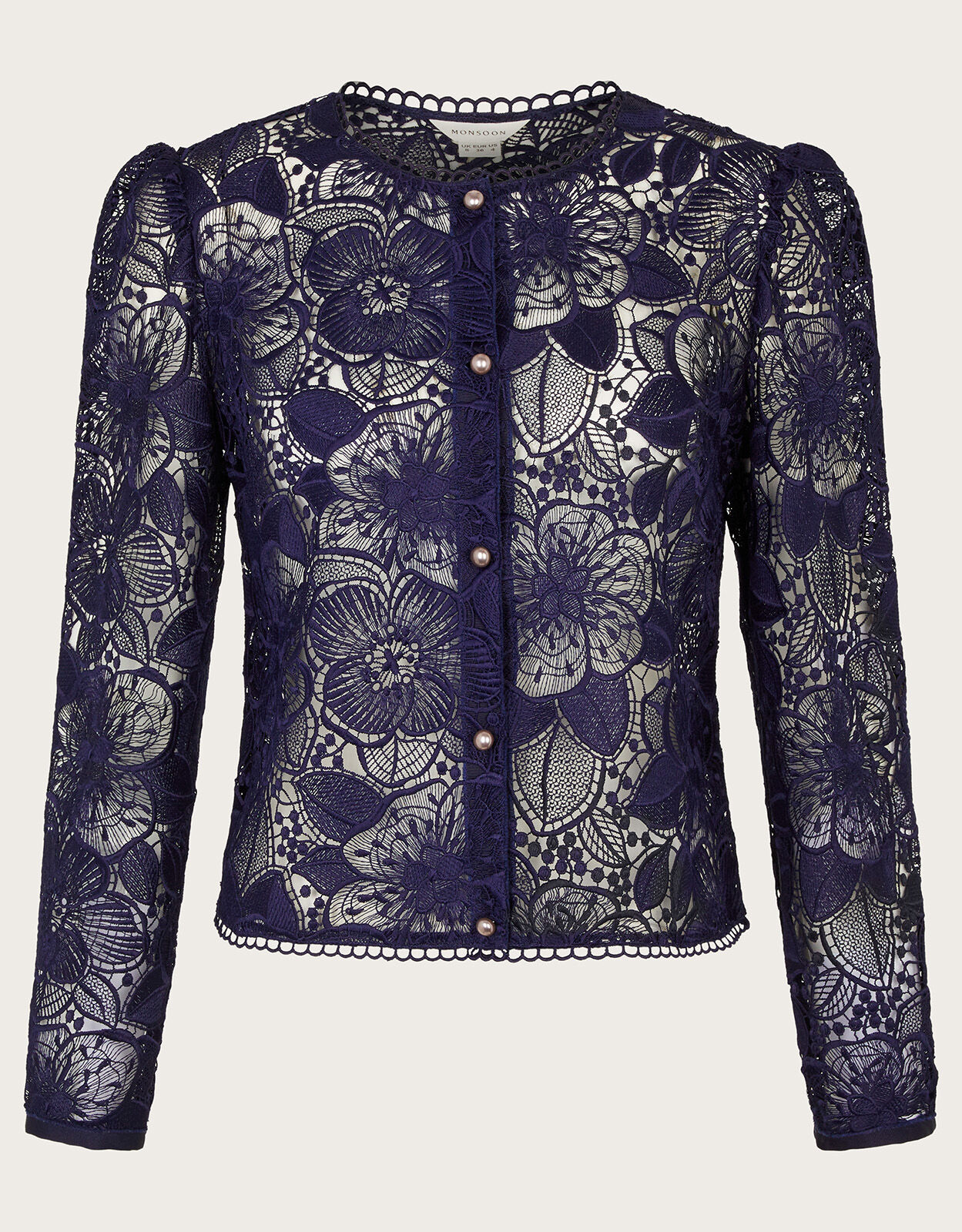 Abelia Lace Jacket Blue Women s Jackets Monsoon Global
