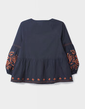 East Cerza Embroidered Top, Gray (CHARCOAL), large