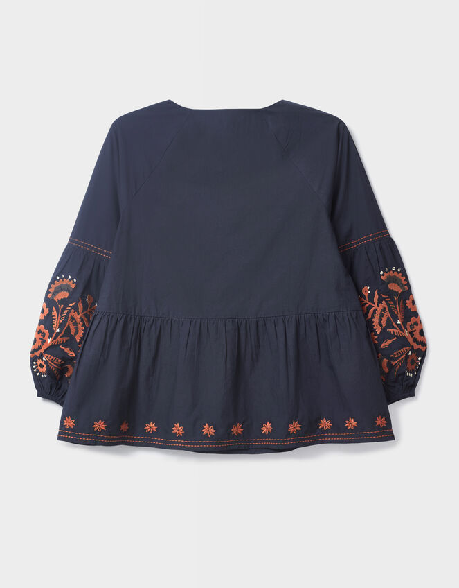 East Cerza Embroidered Top, Gray (CHARCOAL), large