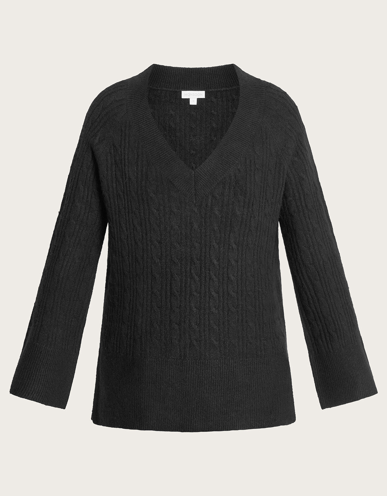 Black v best sale neck longline jumper