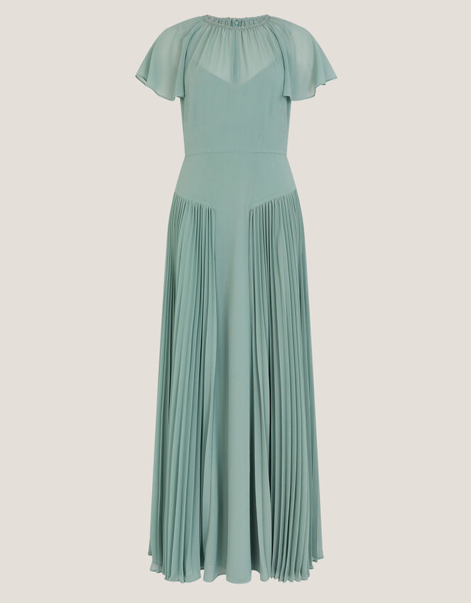 Madison Flutter Sleeve Pleated Bridesmaid Dress, Green (SAGE), large