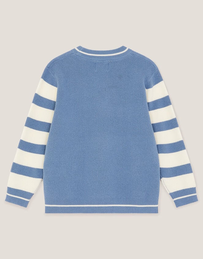 Embroidered Stripe Knit Jumper, Blue (BLUE), large