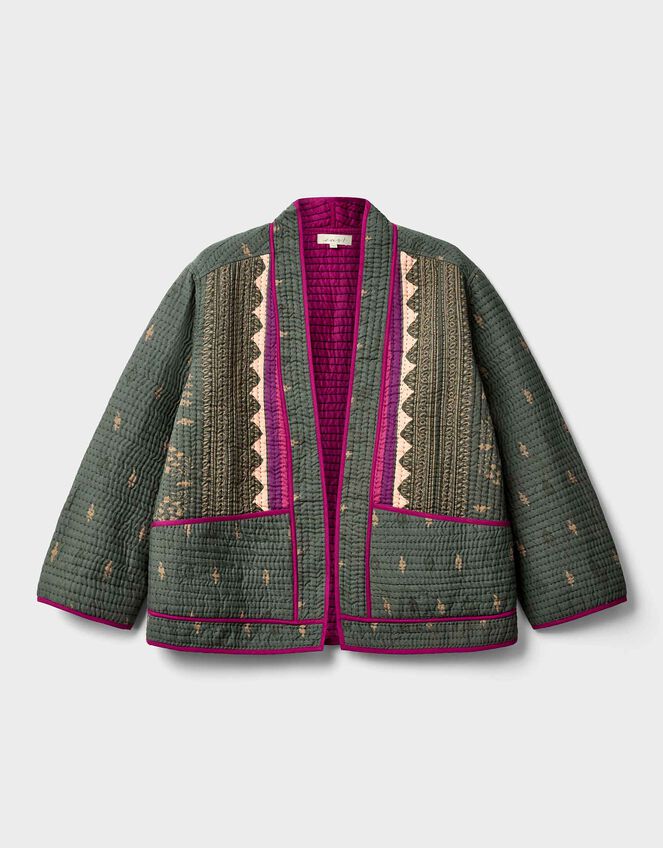 East Apate Quilted Kimono Jacket, Green (KHAKI), large