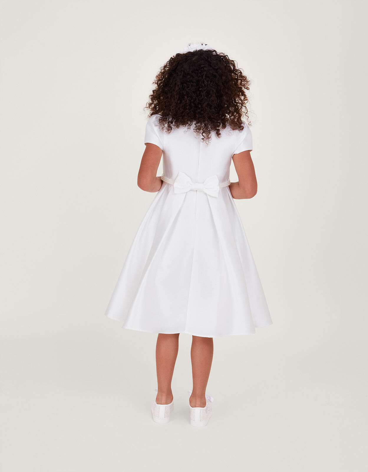 Pearl Belt Henrietta Duchess Dress Ivory