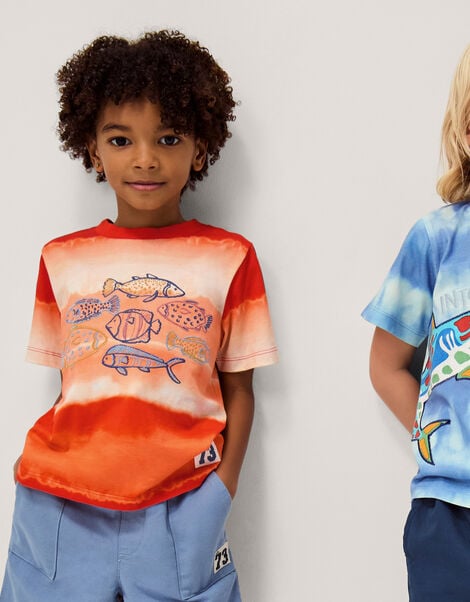 Fish Tie Dye T-Shirt, Orange (ORANGE), large