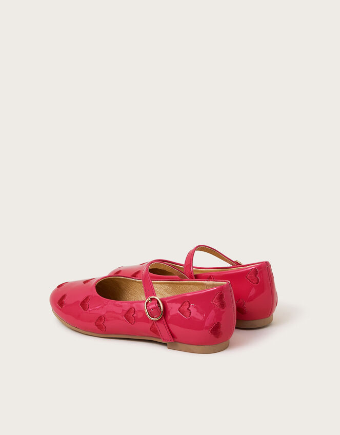 Embroidered Patent Heart Ballerina Flats, Pink (PINK), large