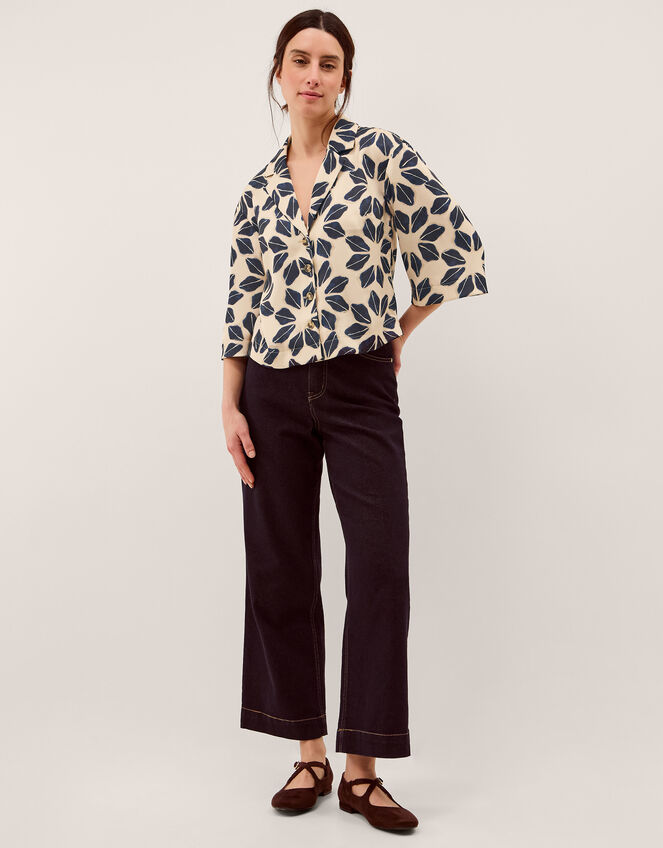 Ellison Floral Print Shirt, Blue (NAVY), large
