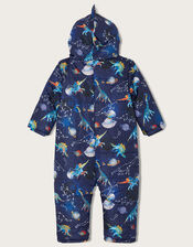 Space Dinosaur Padded Pramsuit with Recycled Polyester, Blue (NAVY), large