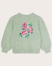 Boutique Button Embellished Cardigan	, Green (GREEN), large